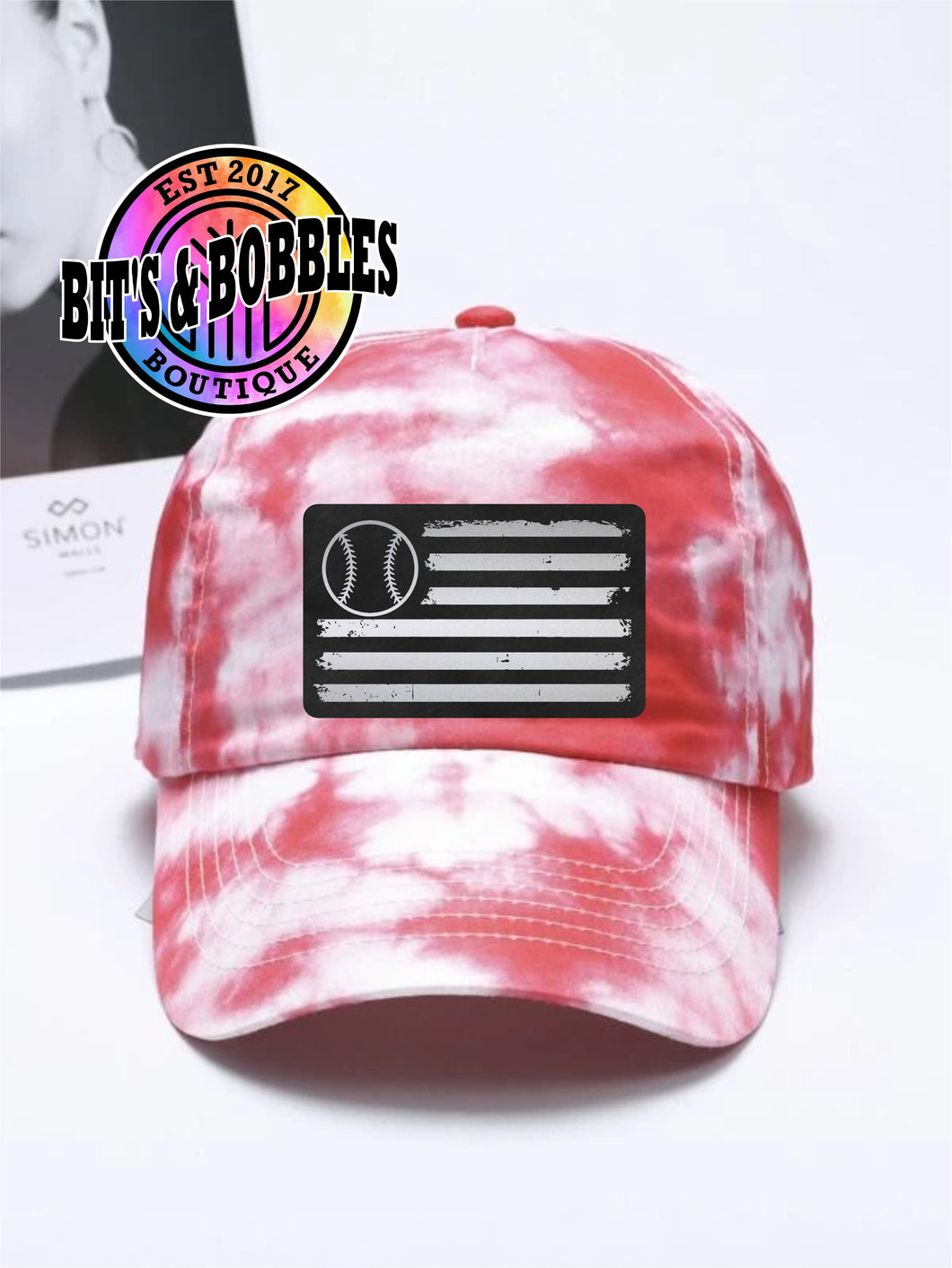 Baseball softball flag tie dye print cap